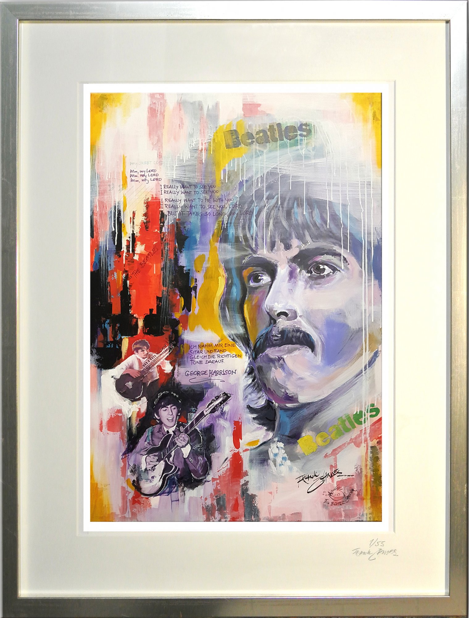 Kunstdruck mit Rahmen "George Harrison"