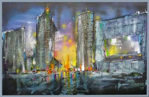 Potsdamer Platz (Acryl und Öl) auf Leinwand 100 x 150 cm